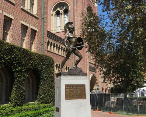 USC Trojan statue - stabbing