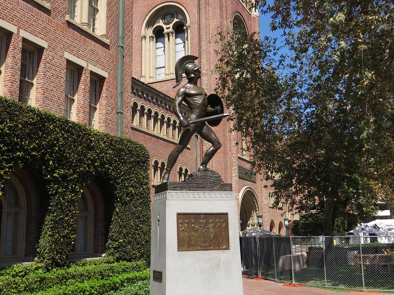 USC Trojan statue - stabbing