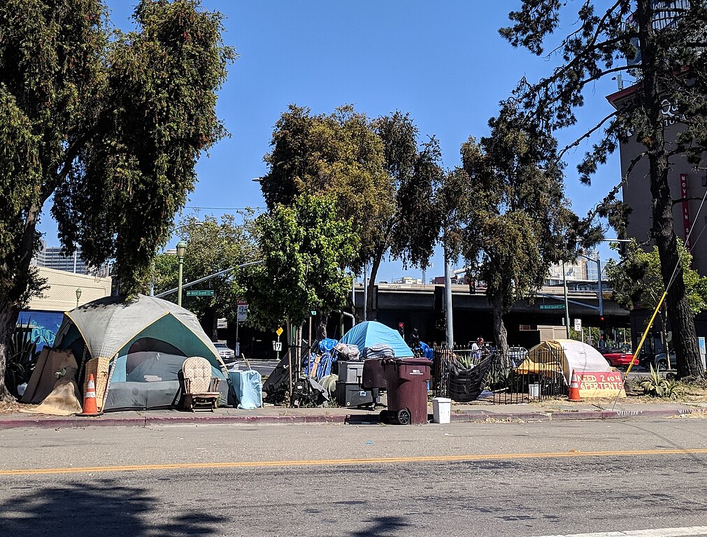 homeless encampment - homeless man