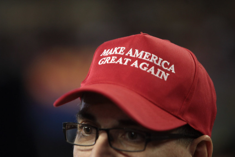 man wearing MAGA hat