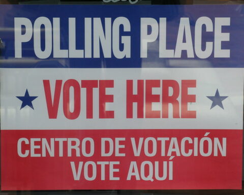 Polling place sign - fake bomb threat