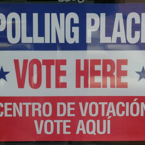 Polling place sign - fake bomb threat