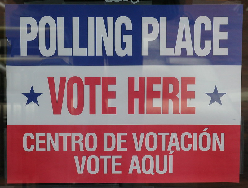 Polling place sign - fake bomb threat